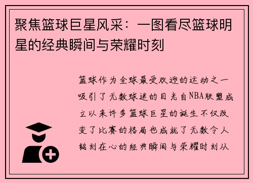 聚焦篮球巨星风采：一图看尽篮球明星的经典瞬间与荣耀时刻